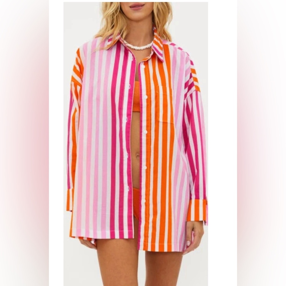 Beach Riot Alexa Stripe Long Sleeve Cover Up P/L